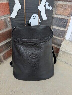 Longchamp Black Pebbled Leather Backpack
